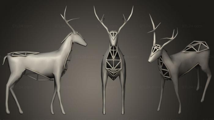 Статуэтки животных (Параметрический олень, STKJ_1251) 3D модель для ЧПУ станка